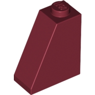 Lego kostka (kostička) 2x1x2 sklon (šikmá) 65°, tmavě červená (6287971, 4645101)